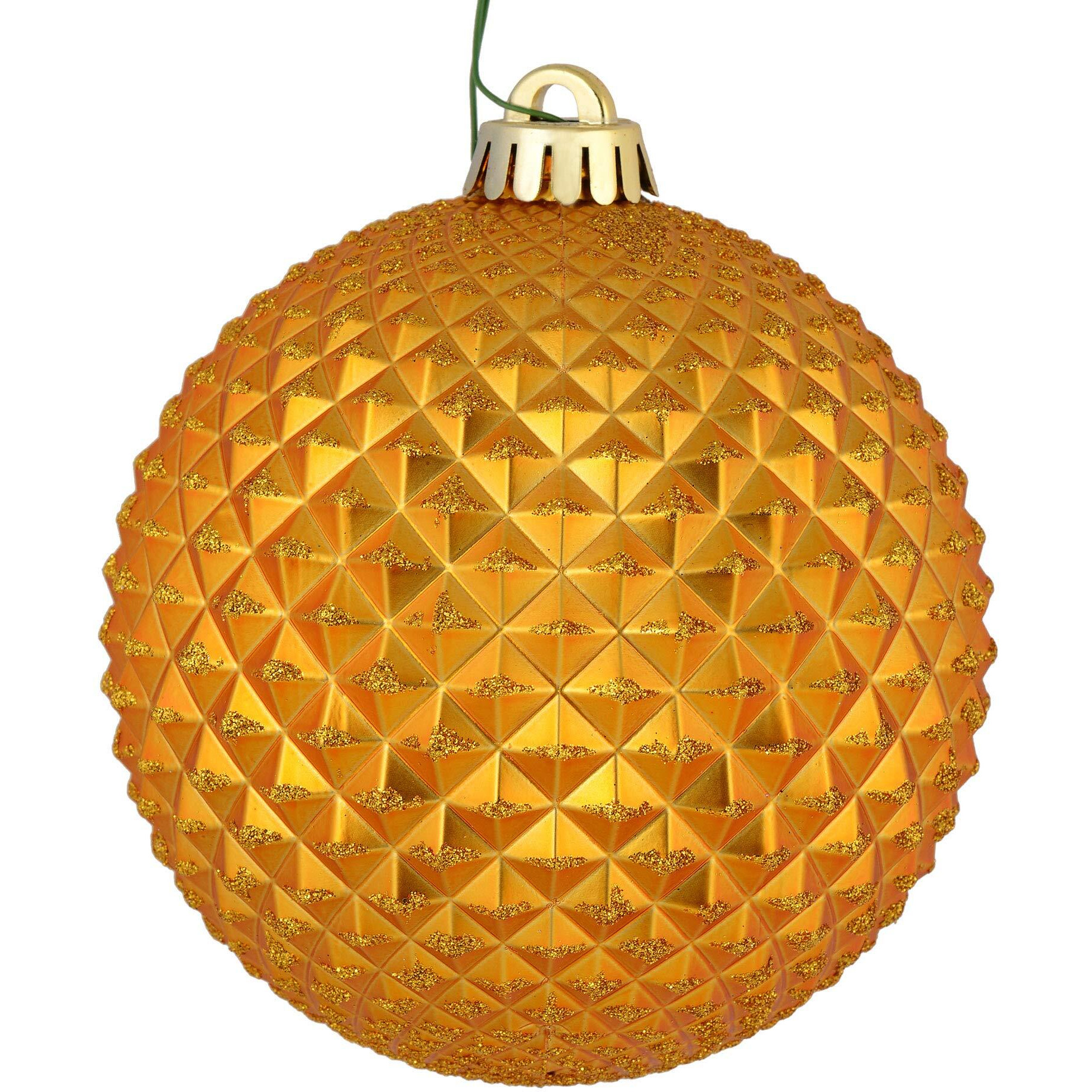 Vickerman 6  Antique Gold Durian Glitter Ball Ornament, 4 per Bag