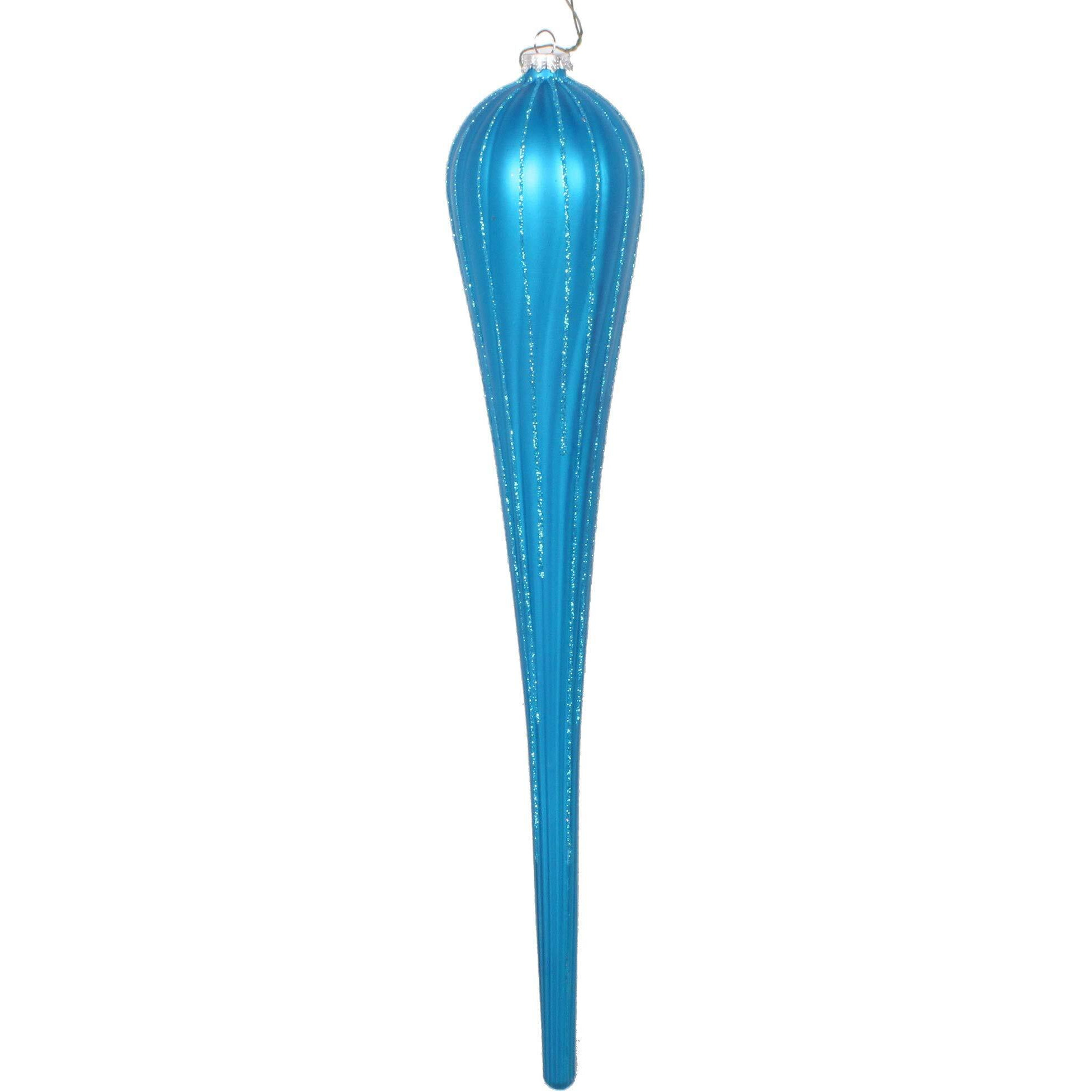 Vickerman 15.75  Turquoise Matte Glitter Drop Christmas Ornament, Pack of 2