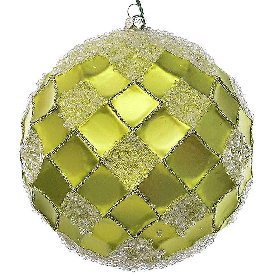 Vickerman 4.75  Lime Net Beaded Ball, 3 per Bag