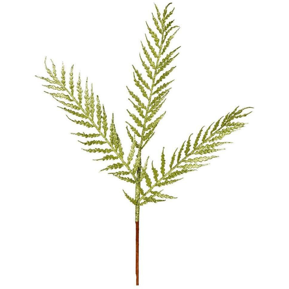 Vickerman 636084-21  Lime Glitter Feather Fern Spray (12 pack) (L193013)