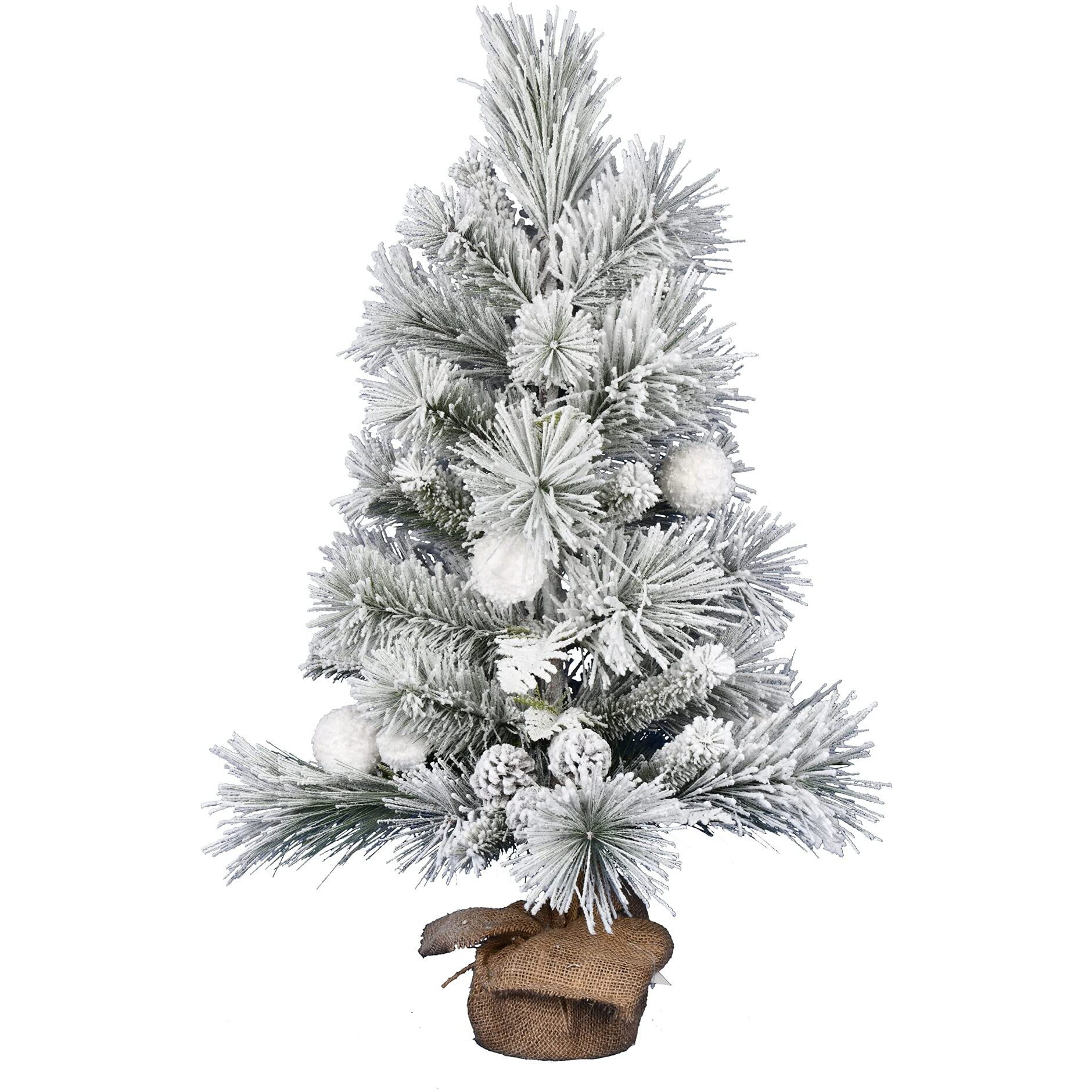 Vickerman 36  Frosted Beacon Pine Artificial Christmas Tree, Unlit - Faux Table Top Christmas Tree - Seasonal Indoor Home Decor