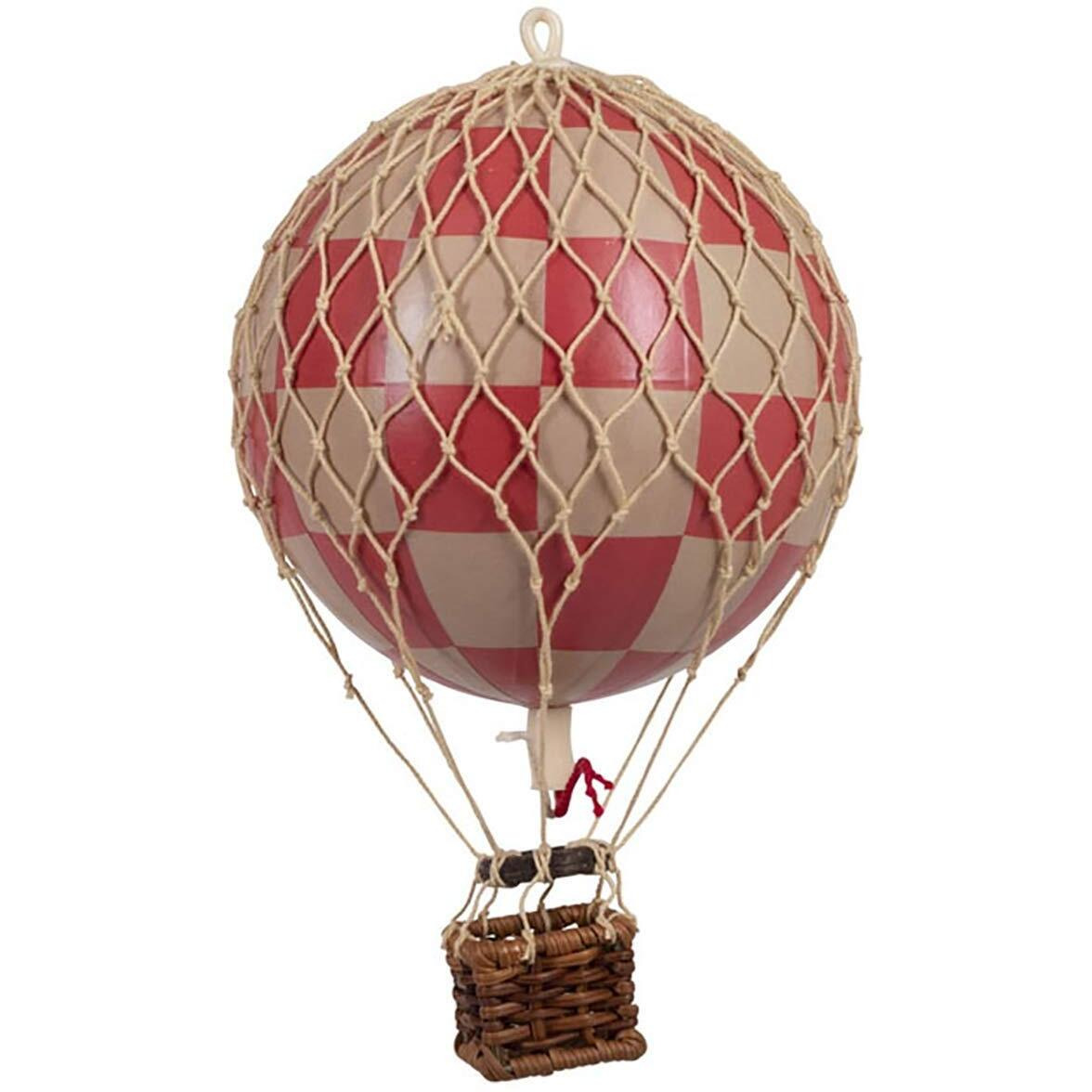 Authentic Models, Travels Light Air Balloon, Hanging Home Decor - 11.80 Inch Height, Historic Hot Air Balloon Model for Home Decor, Detailed Vintage Decorations to Hang from Ceiling - Check Red