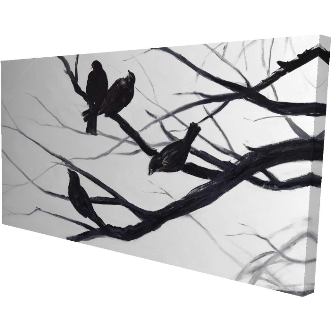 Begin Birds and Branches Silhouette - Print on Canvas Edition