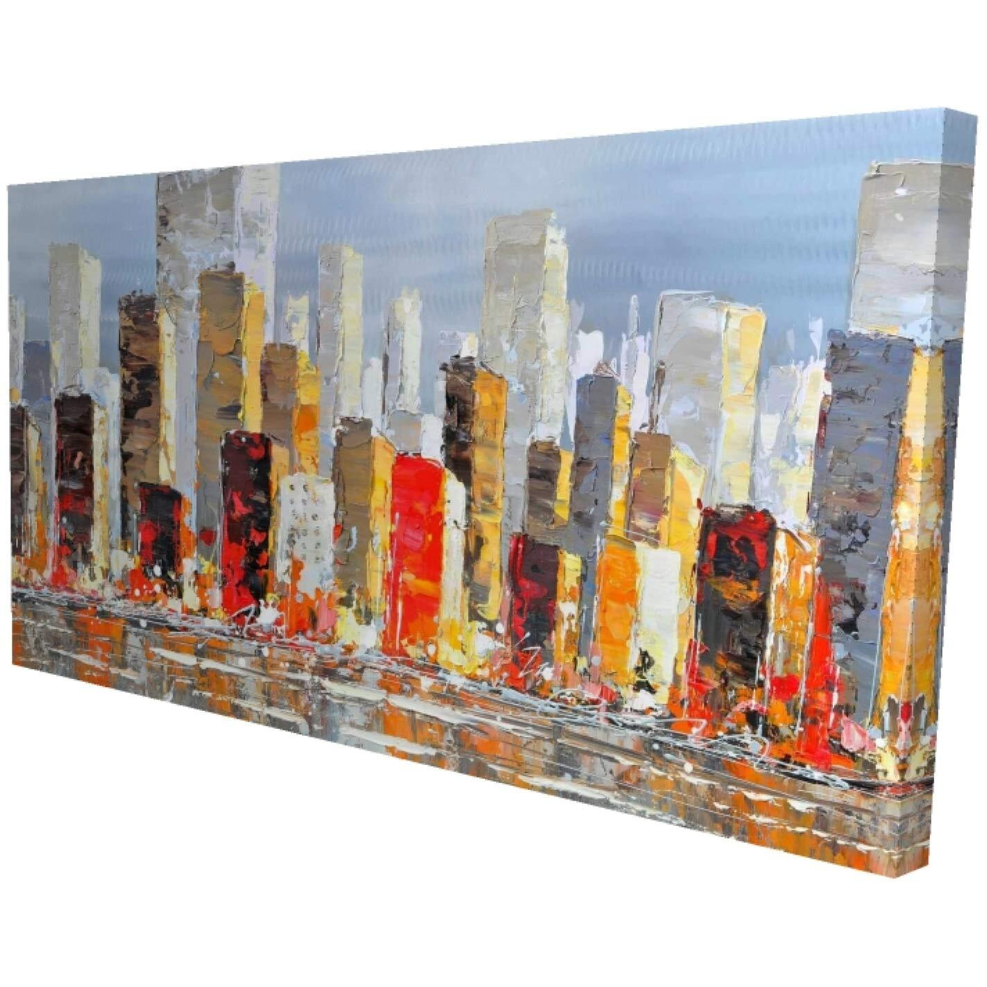 Begin Colorful Buildings with Water Reflection - Print on Canvas Edition