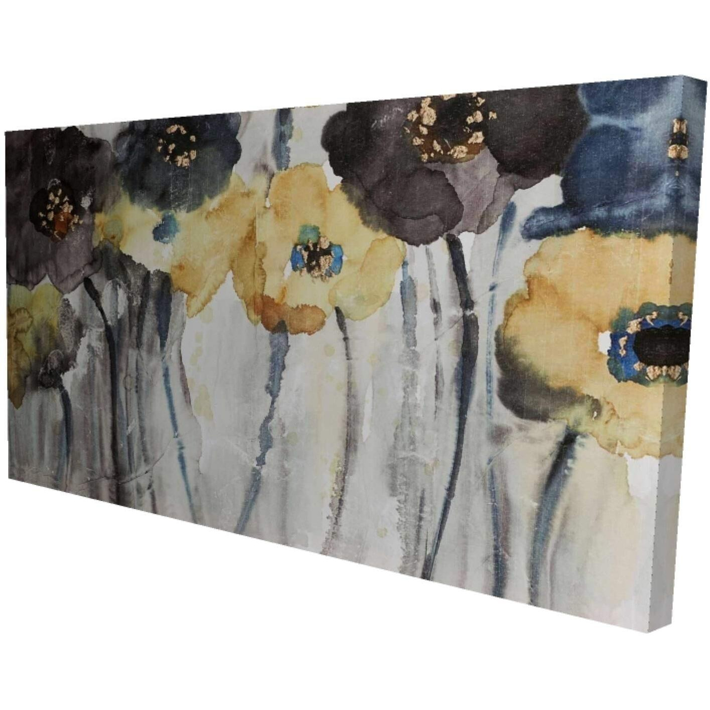 Begin Gray Blue and Yellow Flowers - Print on Canvas Edition