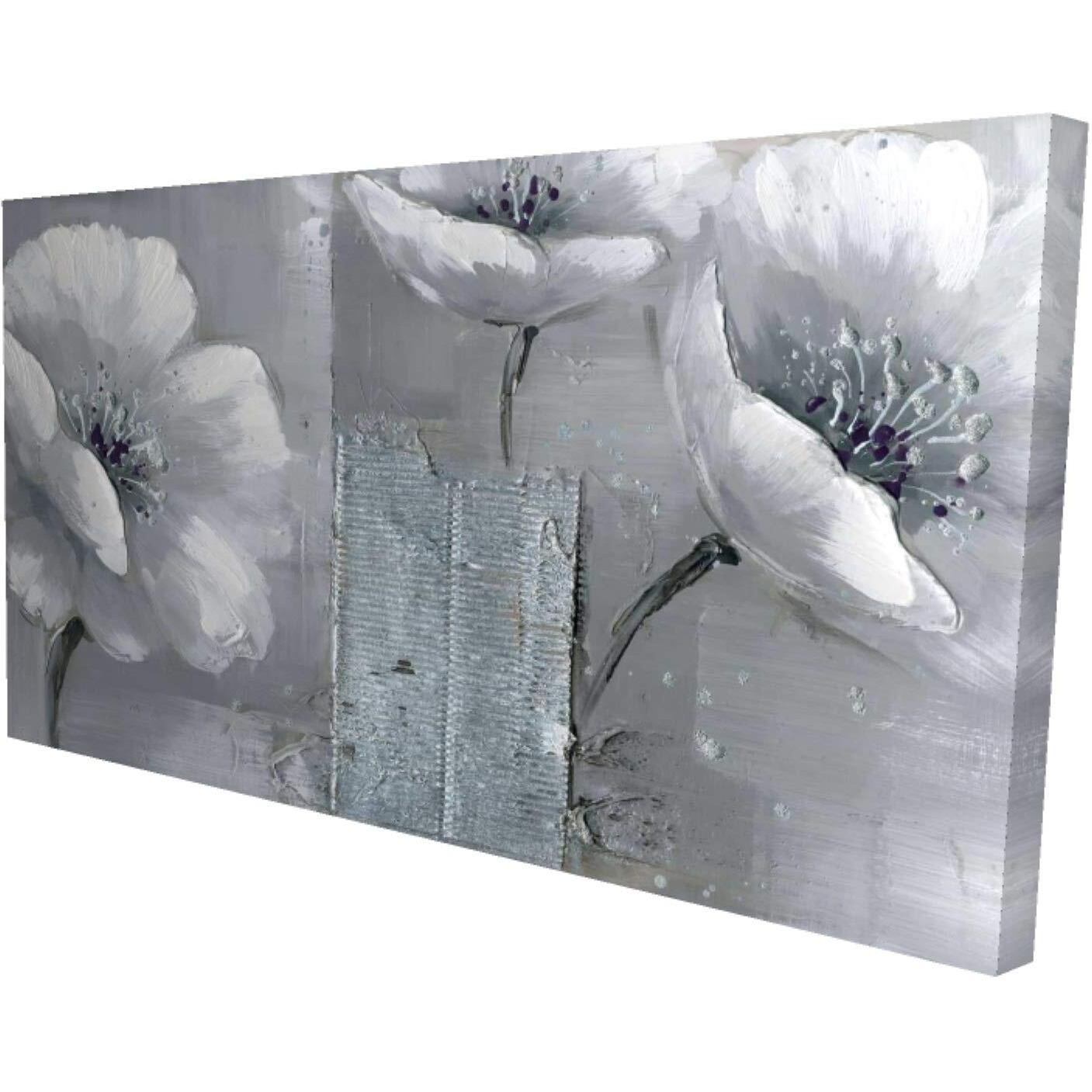 Begin Peaceful Black & White Flowers - Print on Canvas Edition