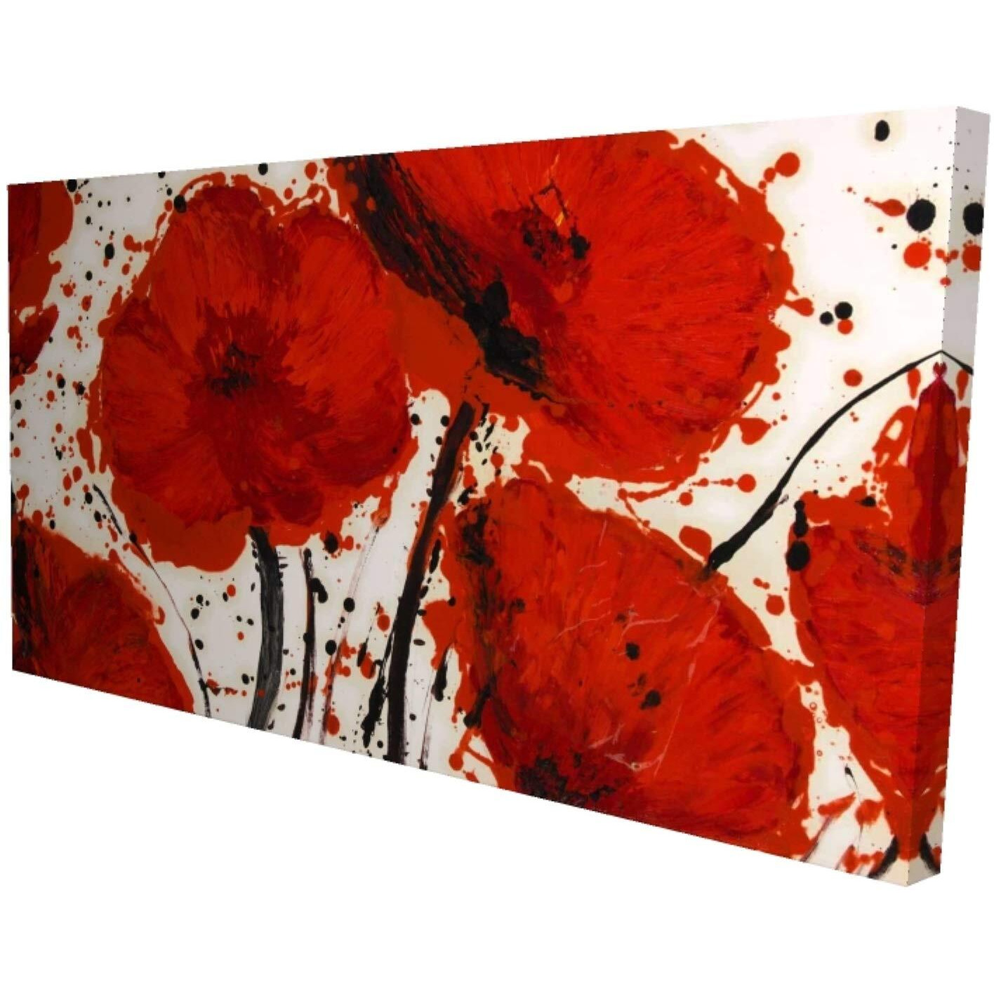 Begin Abstract Paint Splash RED Flowers - Print on Canvas Edition