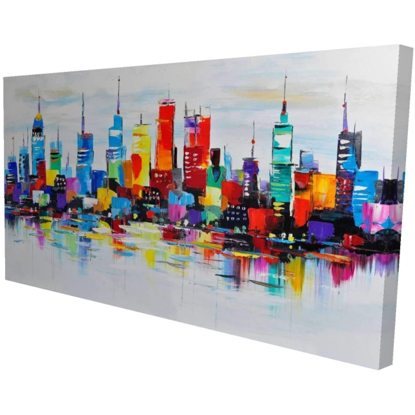 Begin Abstract and Very Colorful City - Print on Canvas Edition