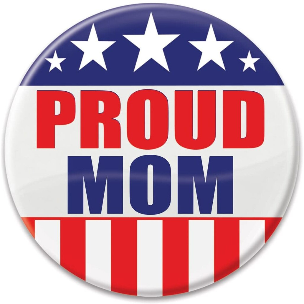 Beistle BT017 Patriotic Proud Mom  Cardstock Button, Multicolor