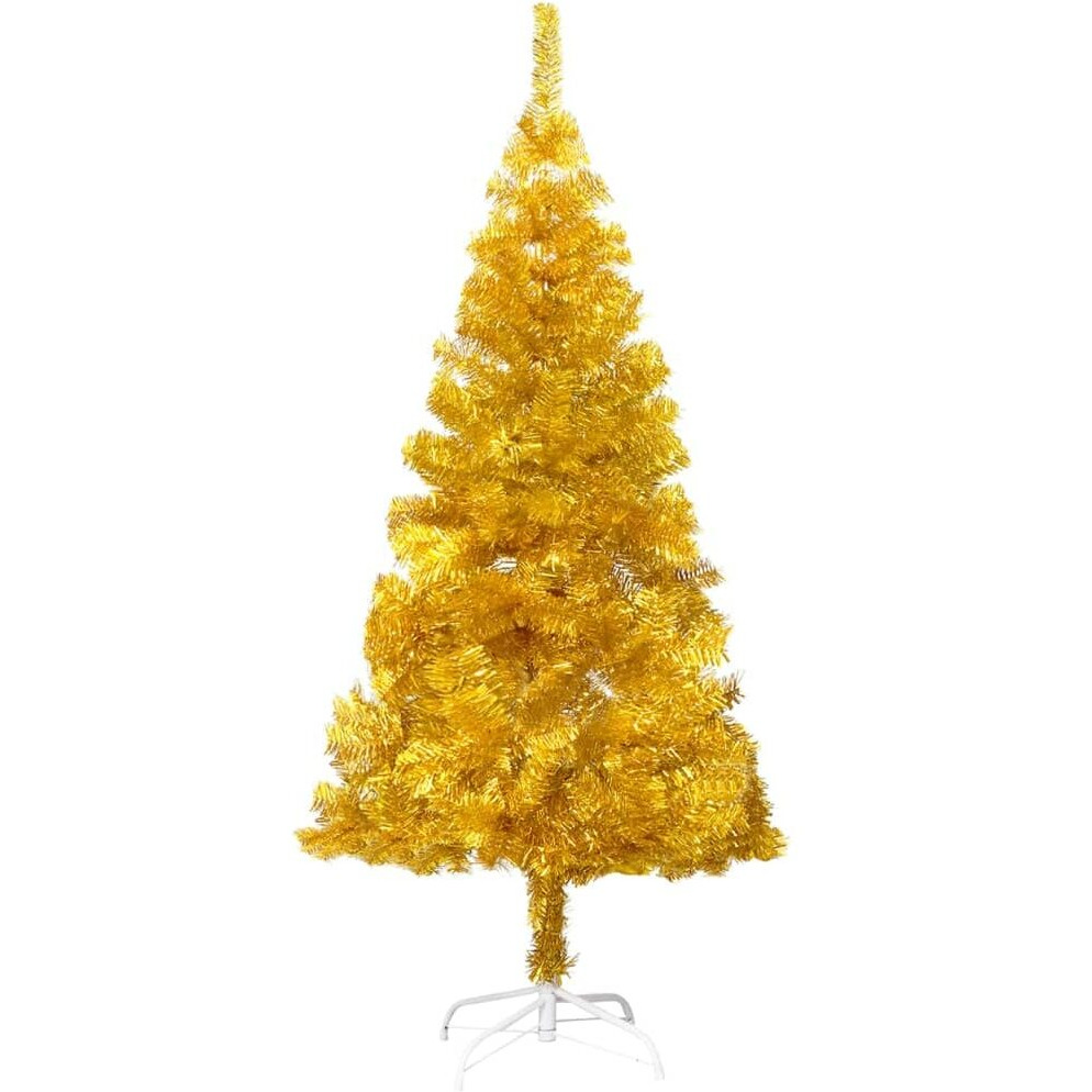 vidaXL 6ft Artificial Christmas Tree ith Stand, Beautiful Gold Color, Made of PET and Steel Material, Suitable for Indoor and Outdoor Use