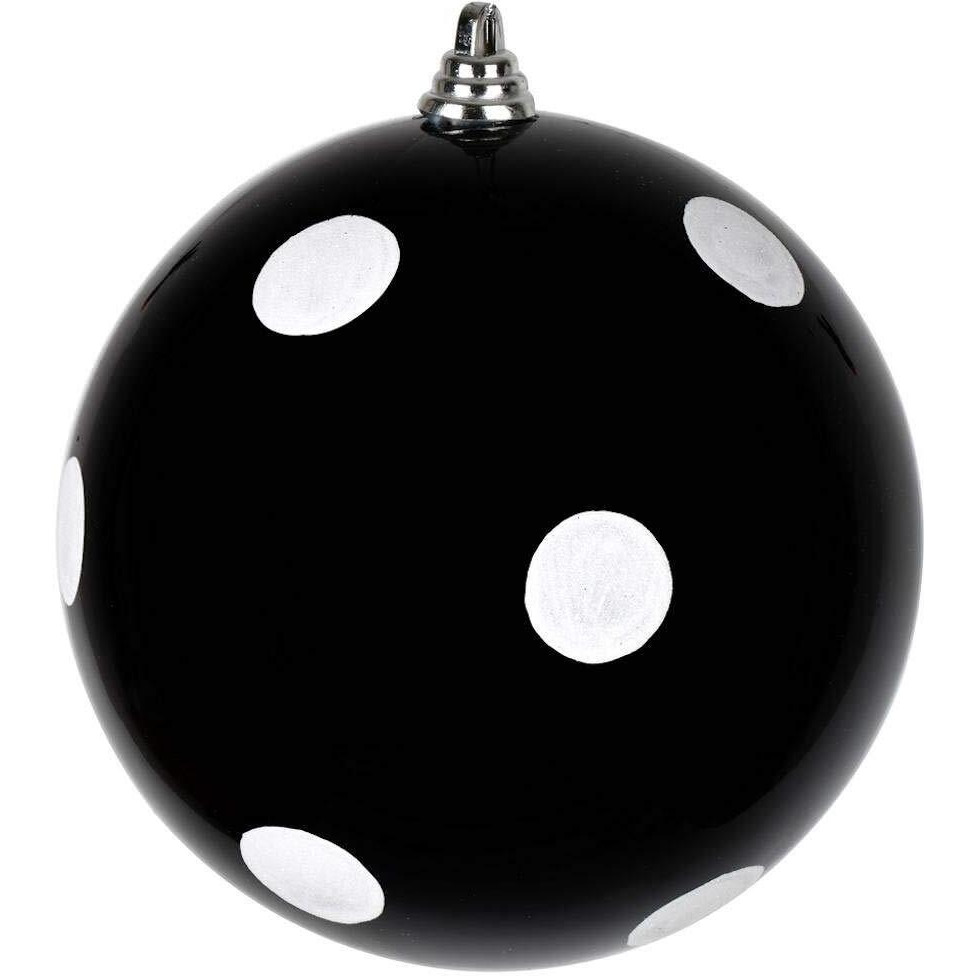 Vickerman 664421-4.8  Black Candy White Dots Ball Christmas Christmas Tree Ornament (4 Pack) (MC201217)