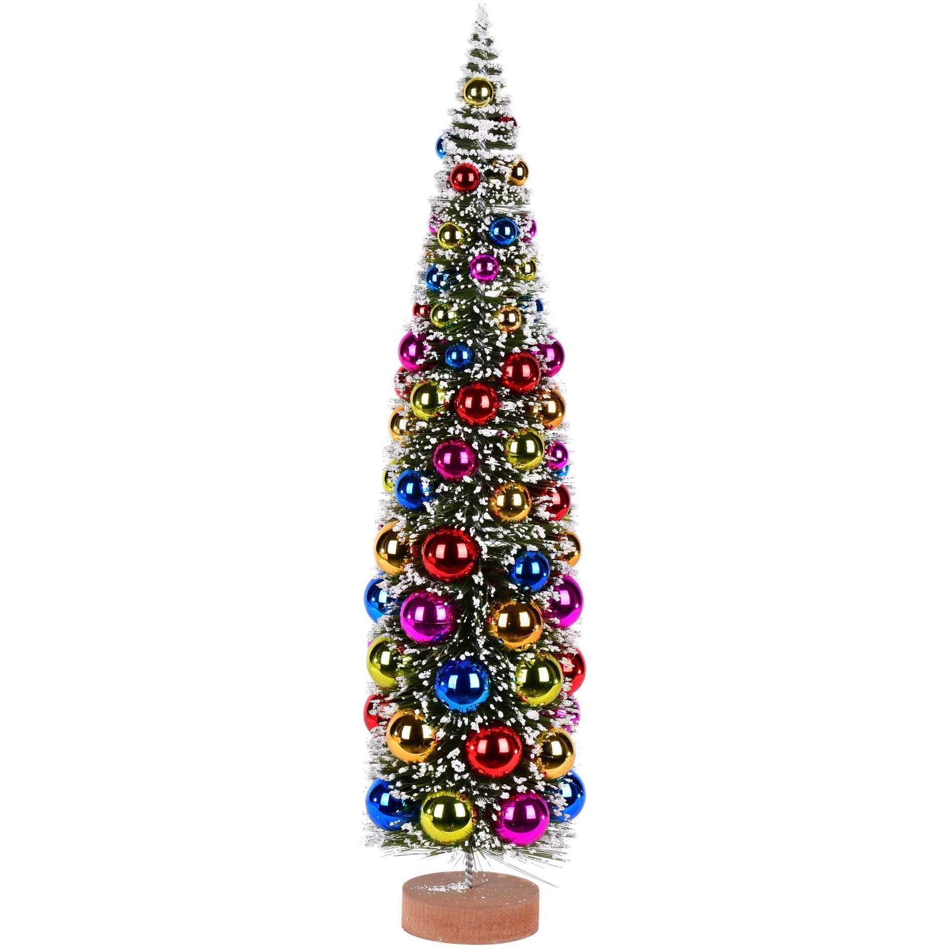 Vickerman 24  Vintage Tabletop Frosted Green Artificial Christmas Tree, Multi-Colored Ornament - Faux Christmas Tree - Seasonal Indoor Home Decor