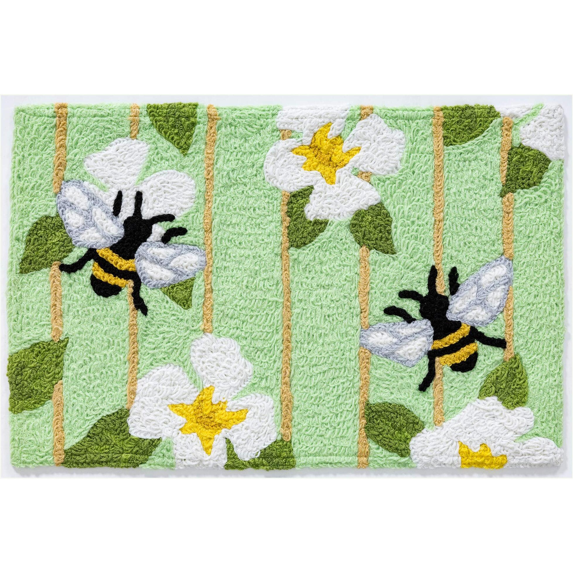 Jellybean Indoor/Outdoor Decorative Honey Bees Accent Rug - 20  X 30