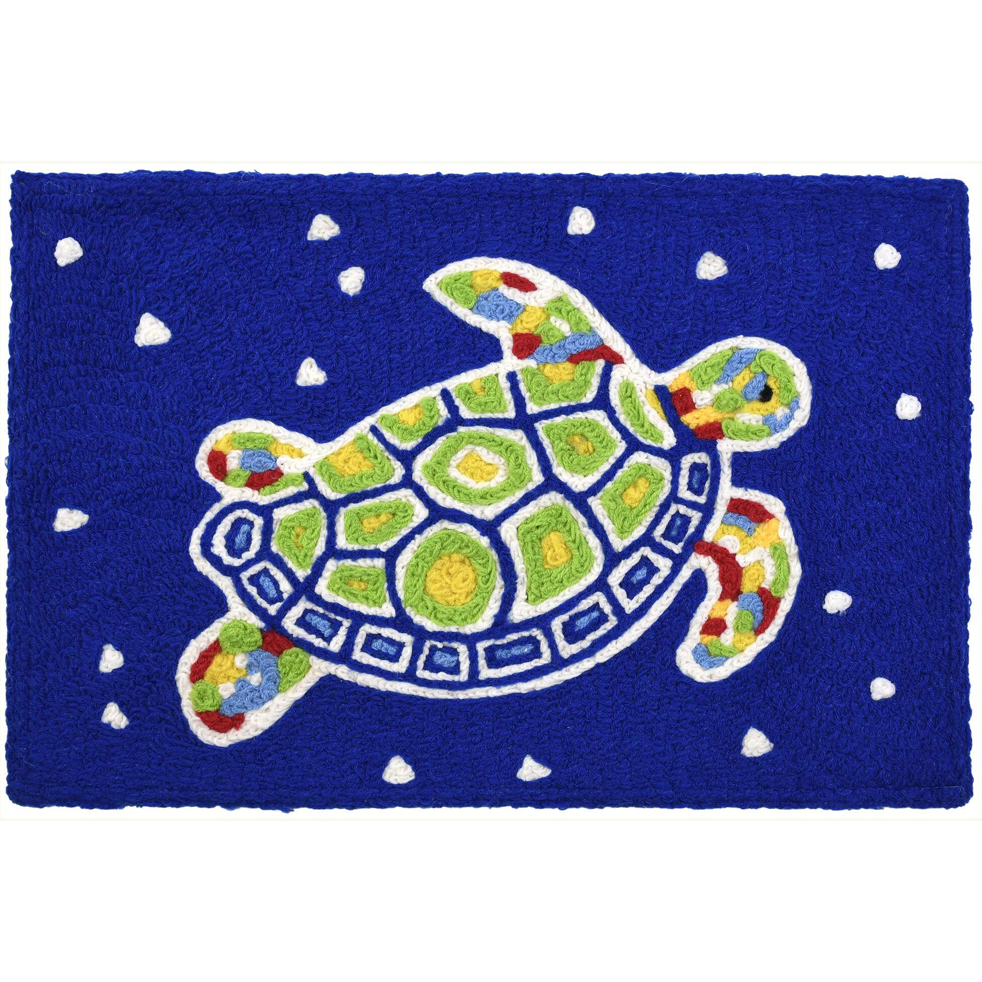 Jellybean Indoor/Outdoor Decorative Painted Turtle Accent Rug - 20  X 30