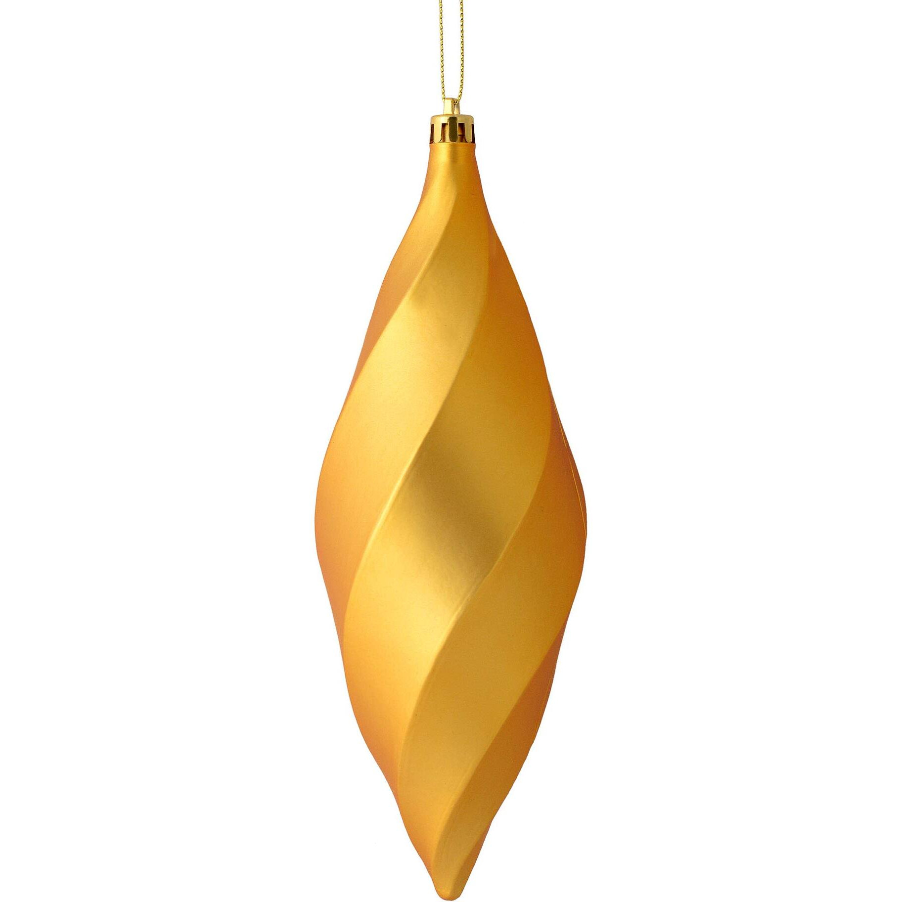 Vickerman 8  Matte Swirl Finial Ornament, Shatterproof Plastic, Holiday Christmas Tree Decoration, 6 Pack, Honey Gold