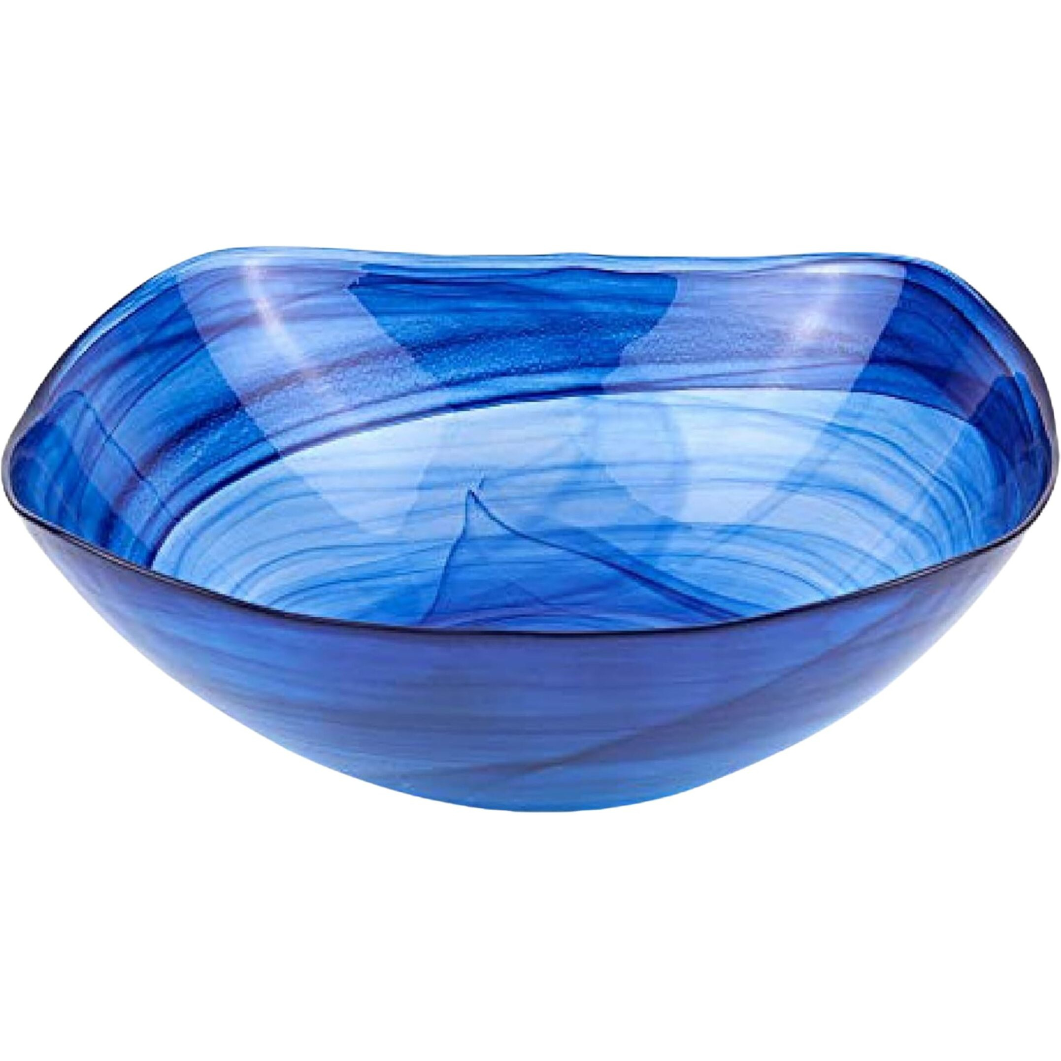 Badash Decorative Glass Serving Bowl, Alabaster Glass Centerpiece Fruit Bowl, Home Dcor Table Accent Bowl, 10 Diameter, Cobalt Blue