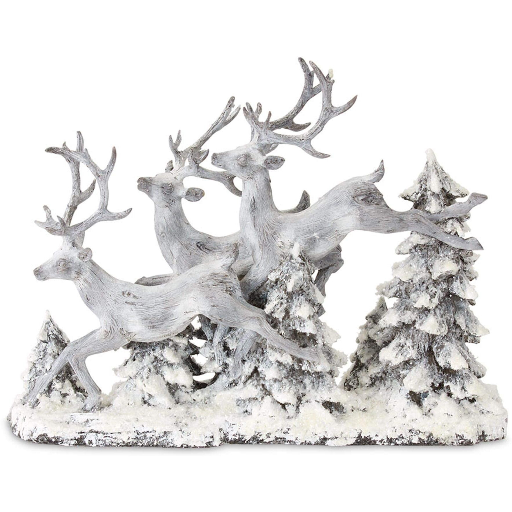 Deer and Trees 16 L x 12.5 H Resin