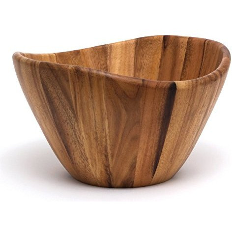 BakeBetter Lipper International Acacia Large Wave Bowl with Servers