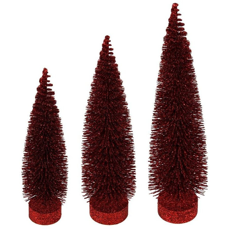 Vickerman 660478-12 -14 -16  Burgundy Glit Oval Tree 3Set (LS191265) Christmas Decorative Tree