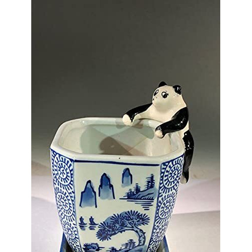 Bonsai Boy e3439 2 in. Miniature Ceramic Figurine - Panda Pot-Hanger