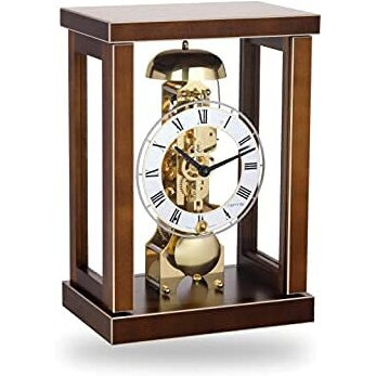 Hermle 23056030791 27 cm Mechanical Braley Table Clock with Winding Key44 Walnut