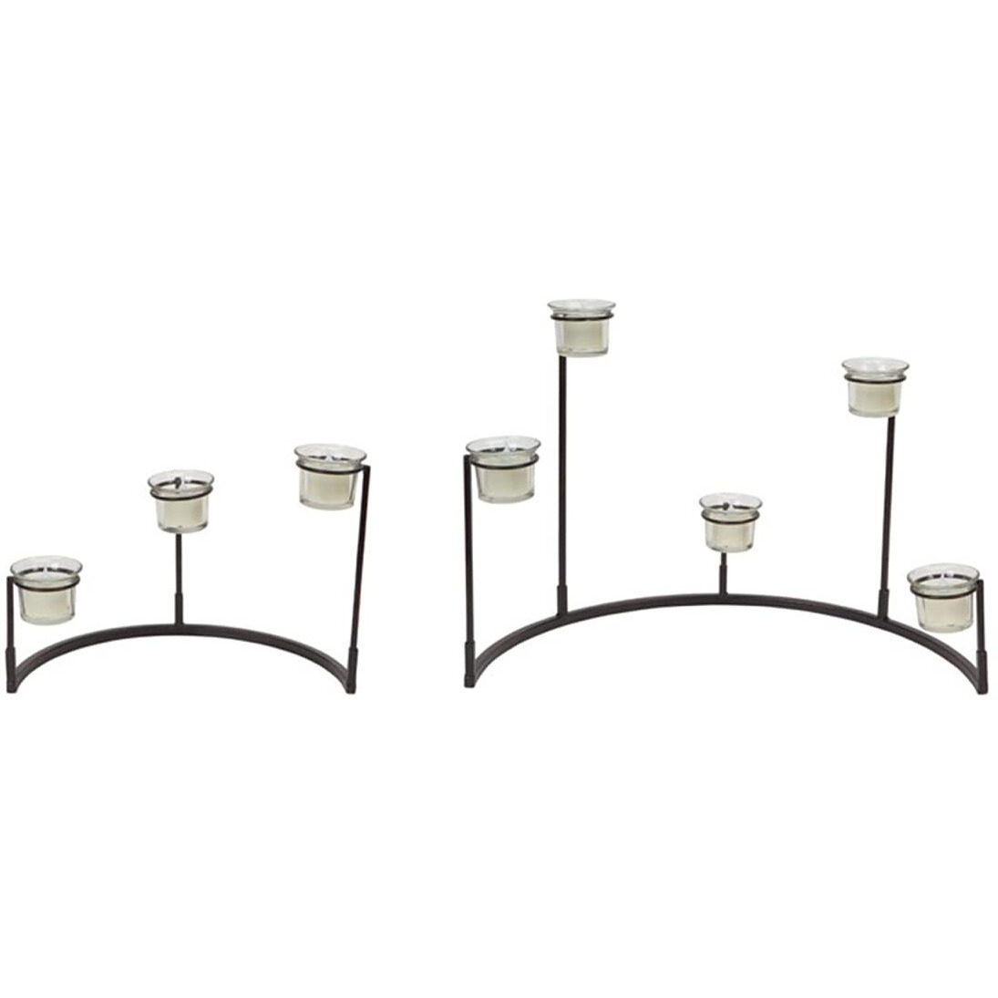 Melrose International Modern Home Decoration Multi-Level Votive Candle Holder Stand (Set of 4) 12  H, 8.25  H Metal/Glass