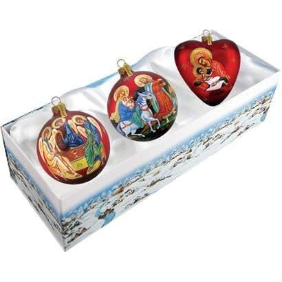 GDeBrekht 73510-B3 Set of 3 Nativity Glass Ornaments