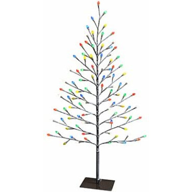 Holiday Bright Lights LED35STK96MU Flat Stick Sno Covered Tree, LED, Multi-Caps, 42-In. - Quantity 6