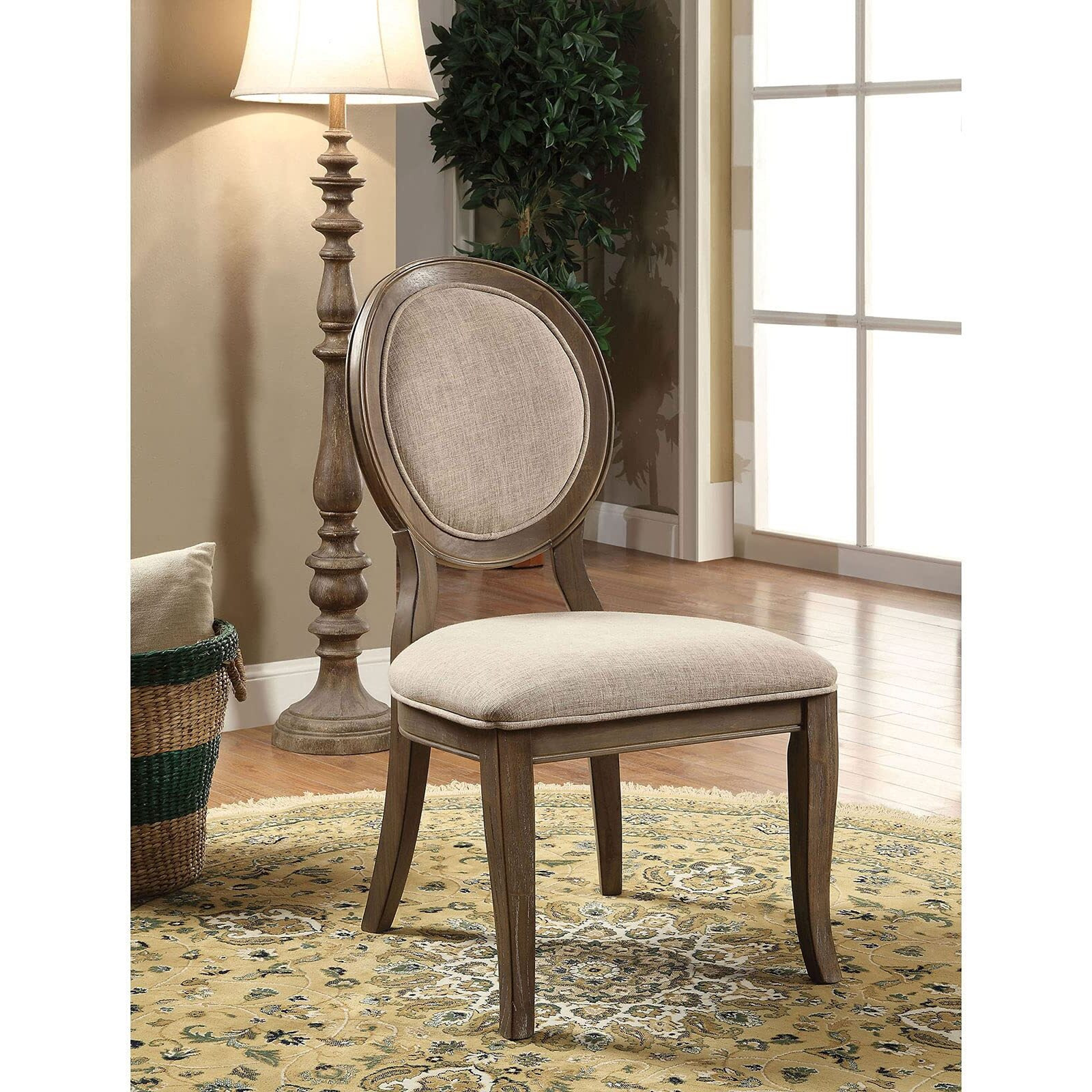 simple relax SR03CM3872SC-2PK Dining Chair, Rustic Dark Oak,Beige