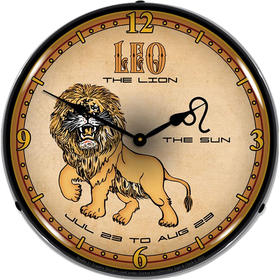 Leo Zodiac Sign LED Wall Clock, Light Up Decor, 14 inch