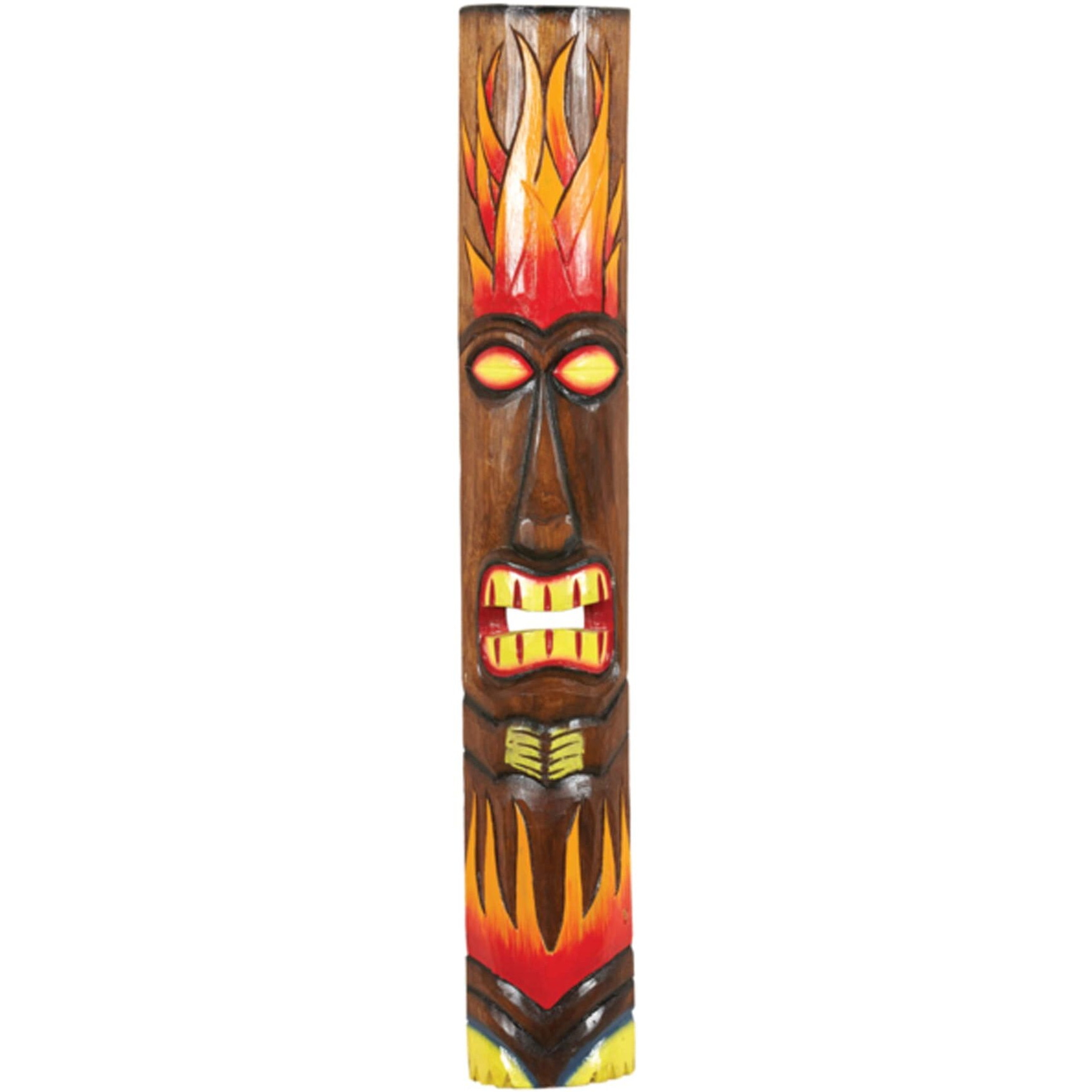 RAM Outdoor Decor Hand Painted Wooden Large Fire Tiki Mask Wall Sign