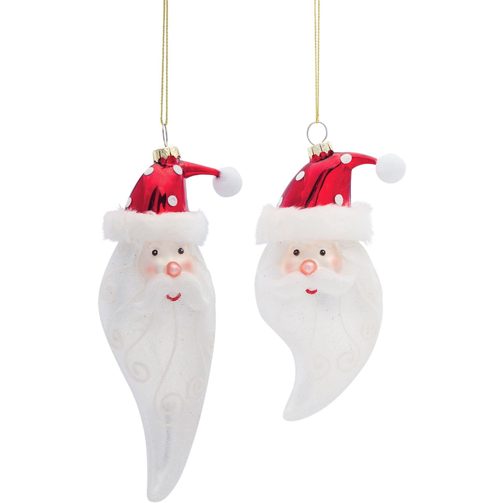 Melrose International Santa Head Ornament (Set of 6) 6.25  H, 7  H Glass