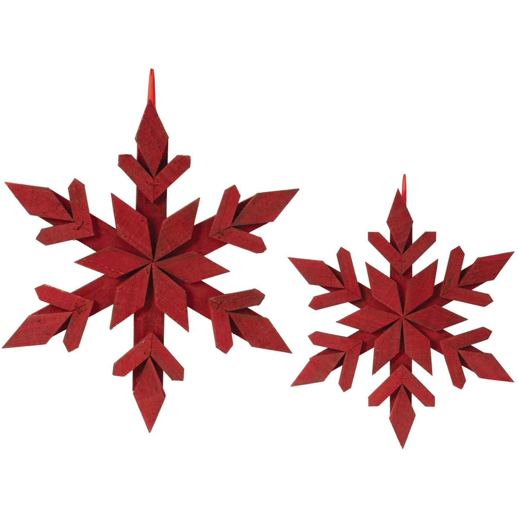 Melrose International Fir Wood Snowflake Ornament (Set of 4)