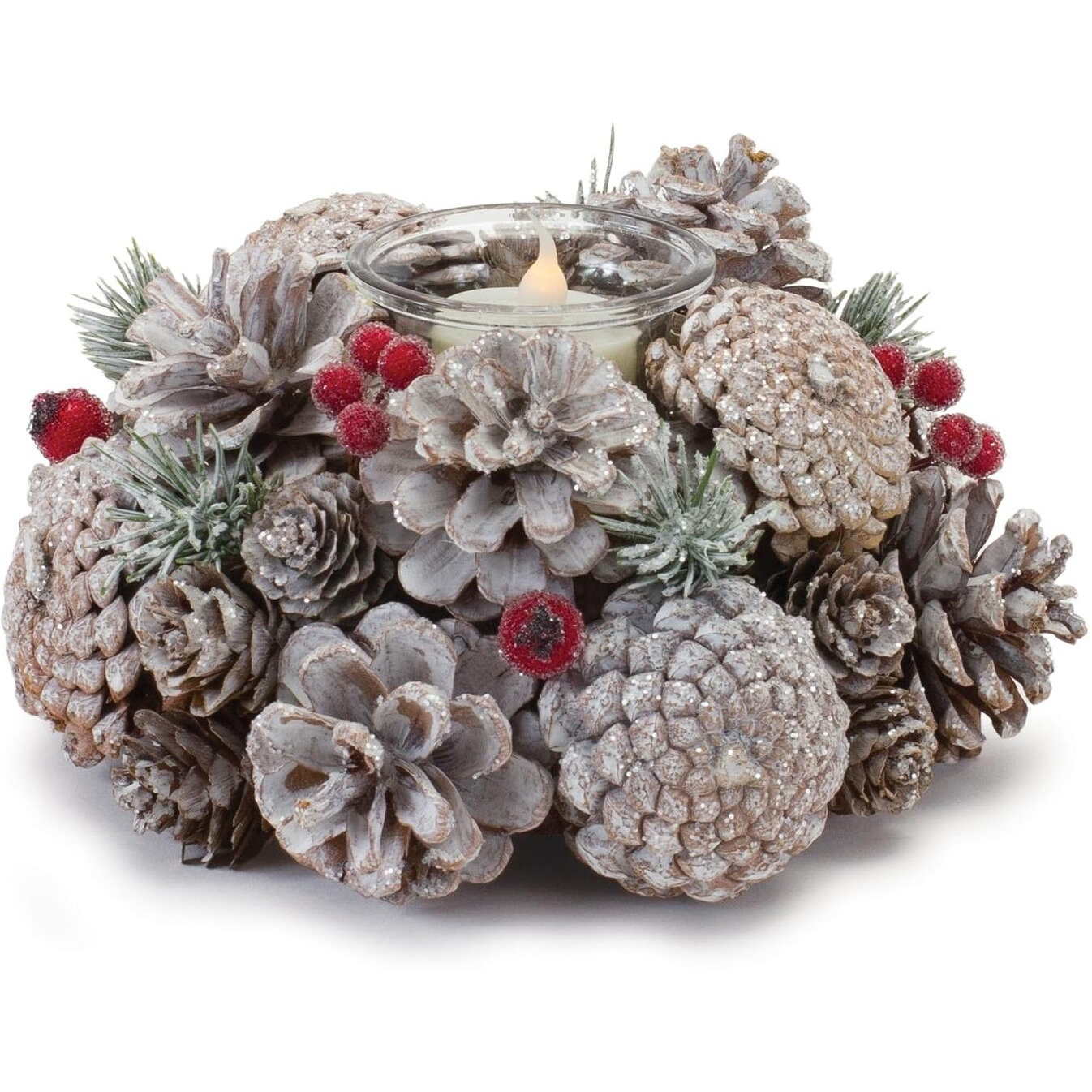 Melrose International Frosted Pine Cone Votive Candle Holder (Set of 6)