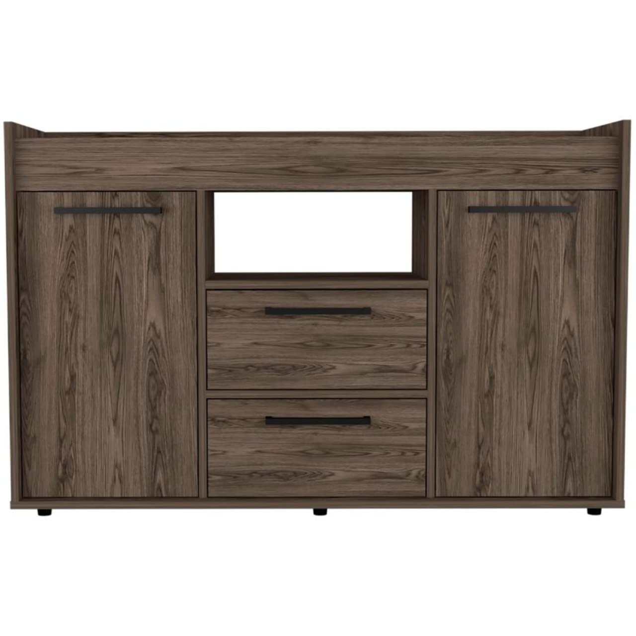 Hart Sideboard Double Door Cabinet, 1 Open Shelf, Dark Walnut