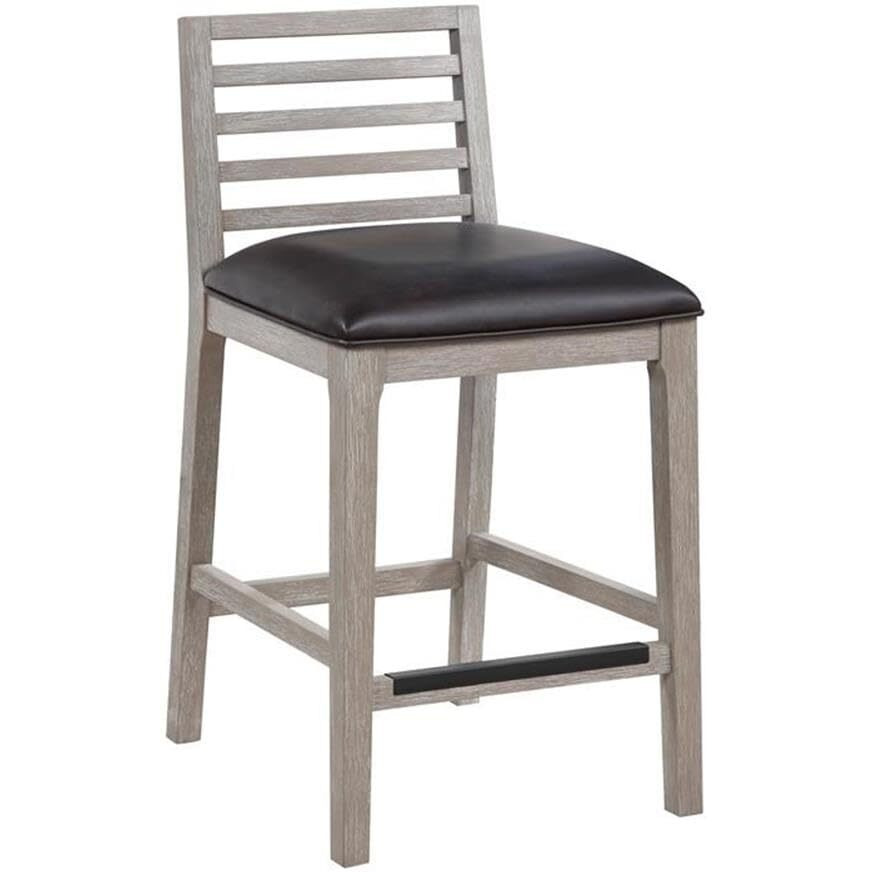 American Woodcrafters Siri Gray Wood with Brown Bonded Leather Counter Stool