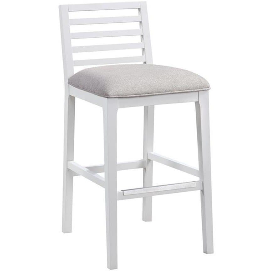 American Woodcrafters Siri White Solid Wood ith Gray Fabric Bar Stool