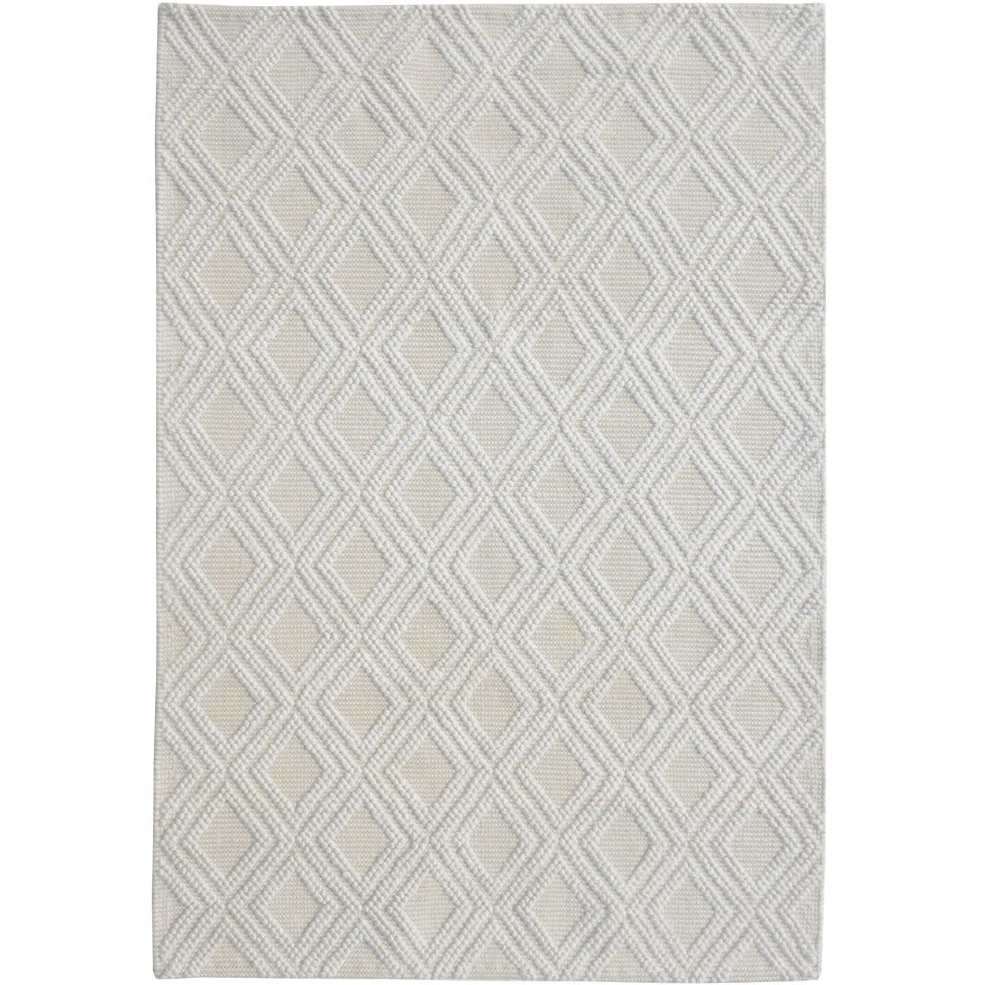 HomeRoots Ivory/Natural PET Yarn 9 x 13 Ivory Diamond Lattice Modern Area Rug