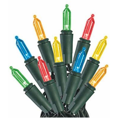 SYLVANIA V44541-88S Staylit Mini 100-Light Set, Multi LED, Green Wire - Quantity 12