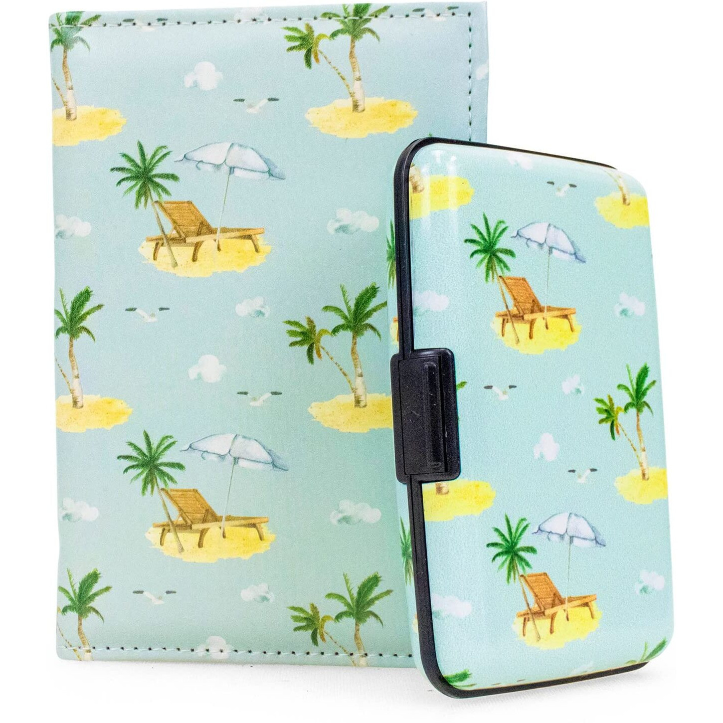 Miami CarryOn Beach Chair Plastic Wallet and Passport Cover Set in Blue