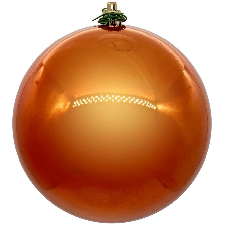 Vickerman 6  Burnish Orange Pearl UV Drilled Ball Ornament, 4 per Bag.