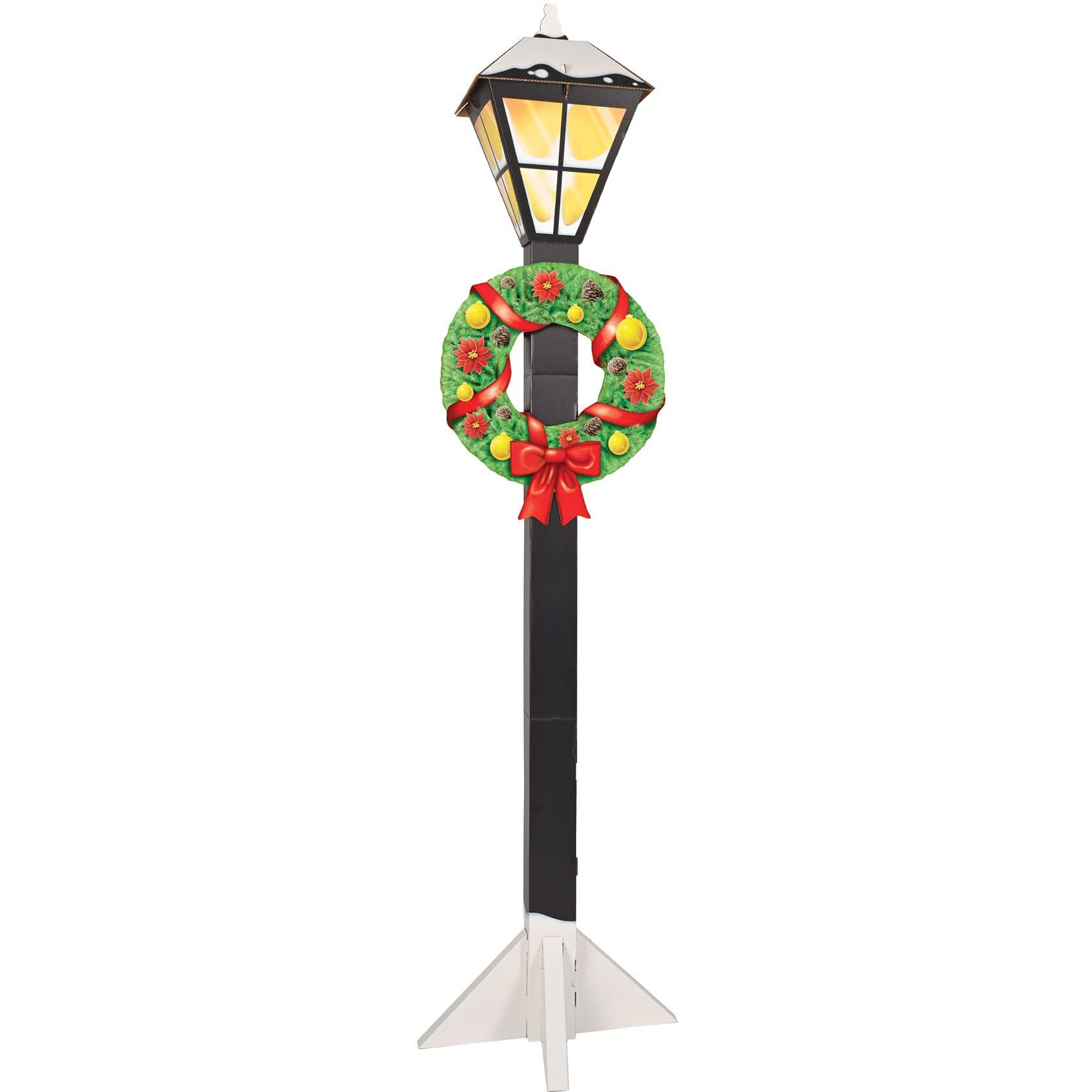 Three Dimensional Cardboard Winter Lamppost Prop Indoor Christmas Decorations for Home