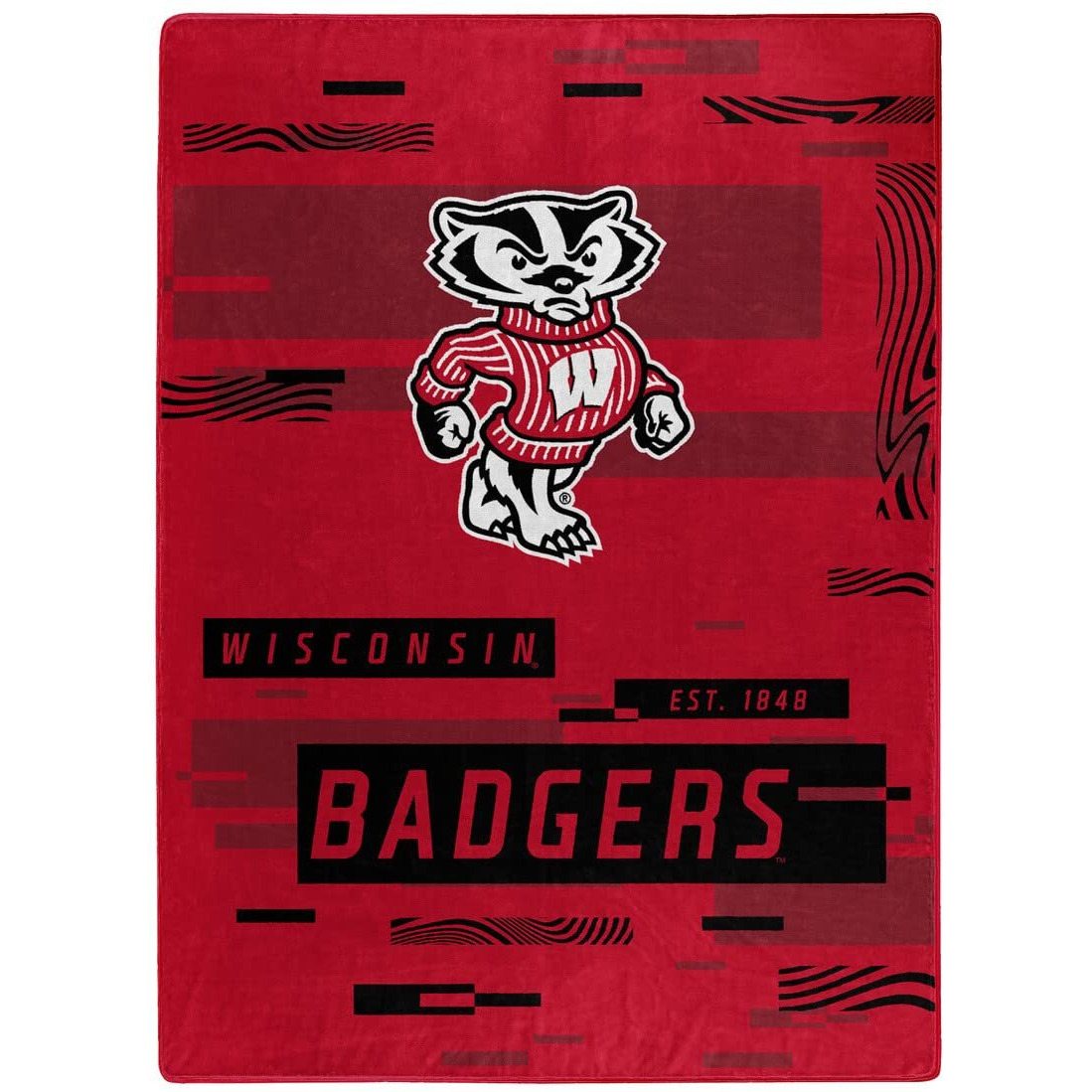 NORTHWEST ENTERPRISES NCAA Digitize Design Plush Raschel Tho Blanket, 60 x80  (Wisconsin Badgers)