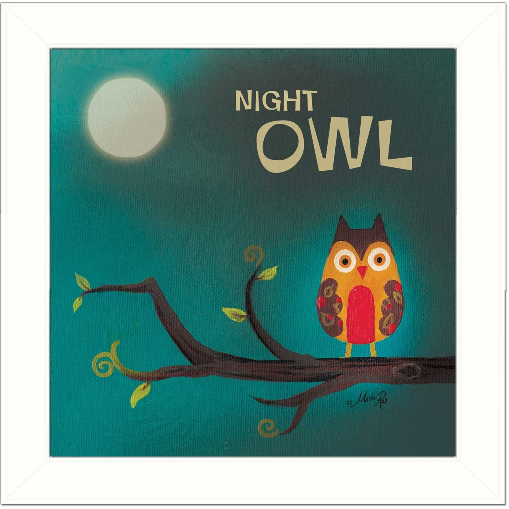 Night Owl 1 White Framed Print Wall Art