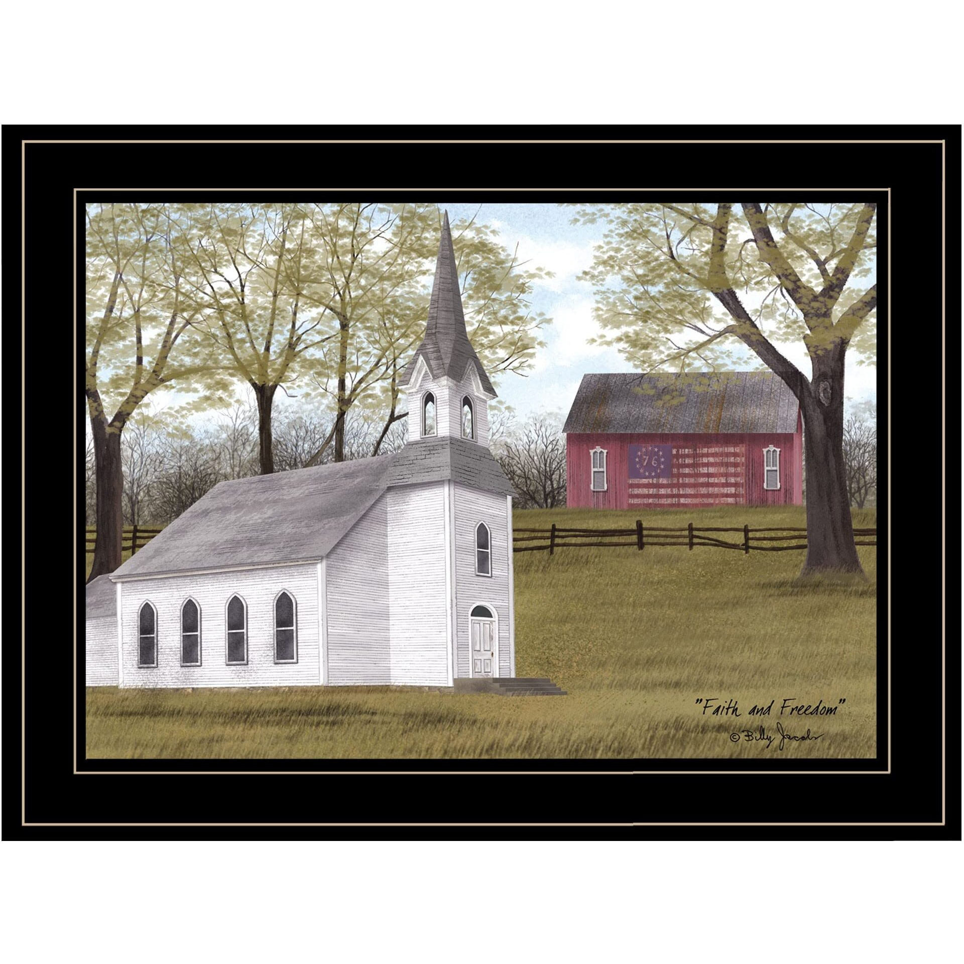 Faith And Freedom 3 Black Framed Print Wall Art