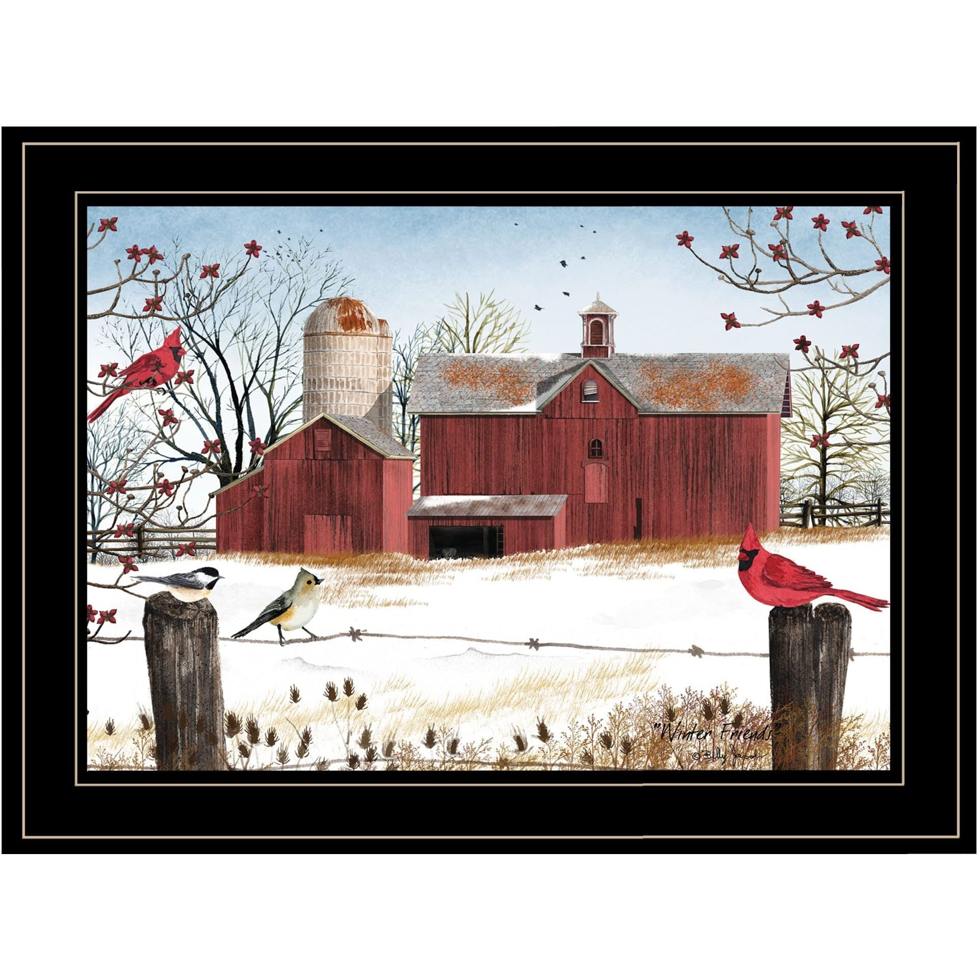 Winter Friends 3 Black Framed Print Wall Art