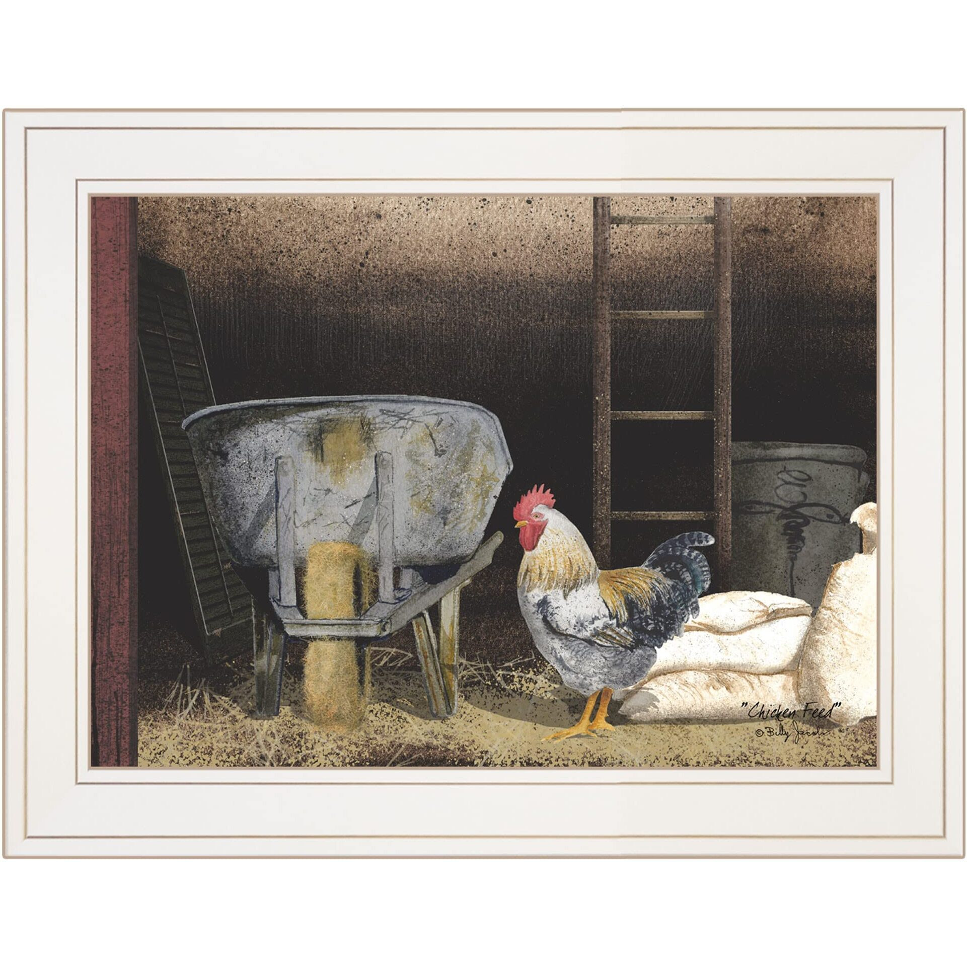 Chicken Feed 1 White Framed Print Wall Art