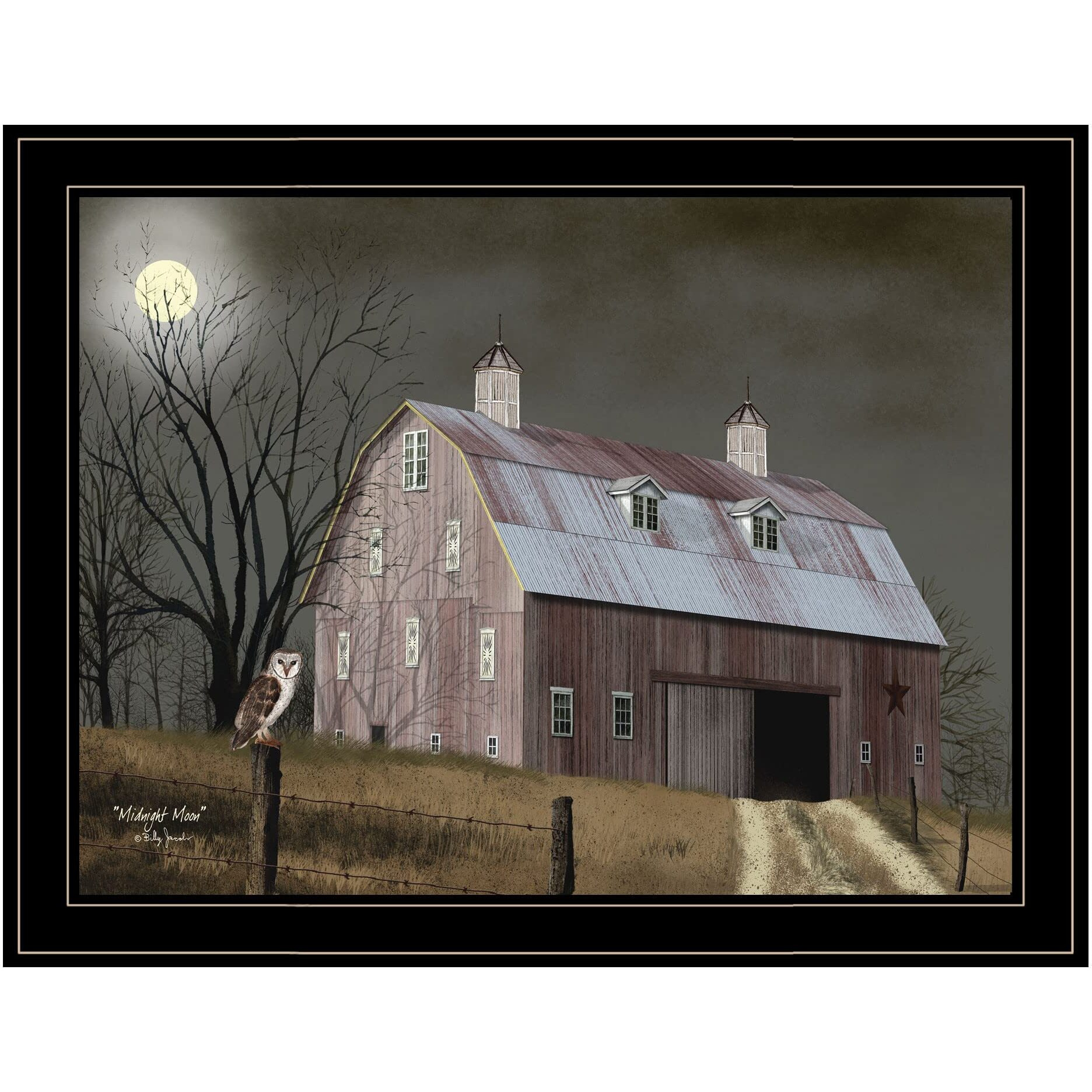 Midnight Moon 6 Black Framed Print Wall Art