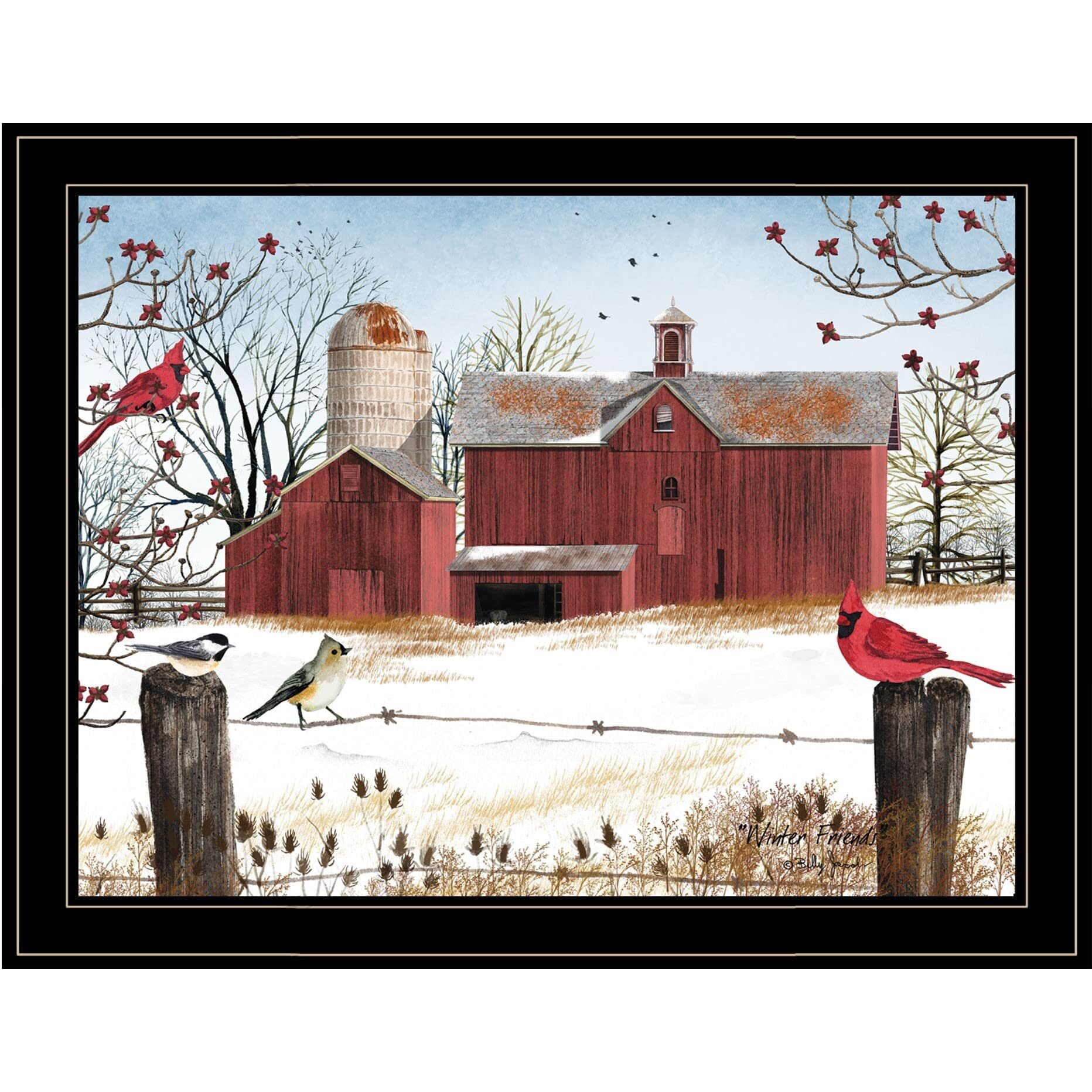 Winter Friends 8 Black Framed Print Wall Art