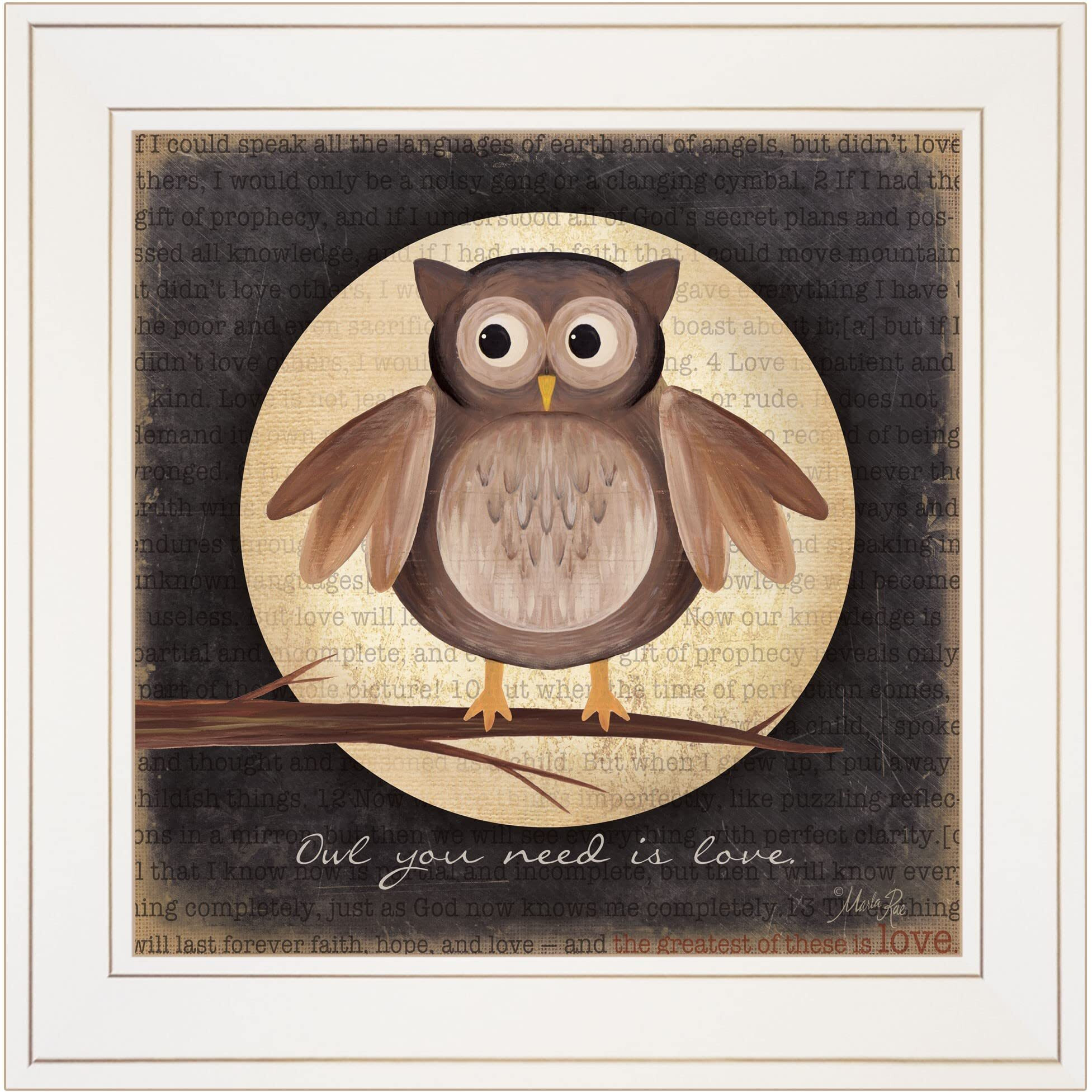 Owl You Need Is Love 1 White Framed Print Wall Art